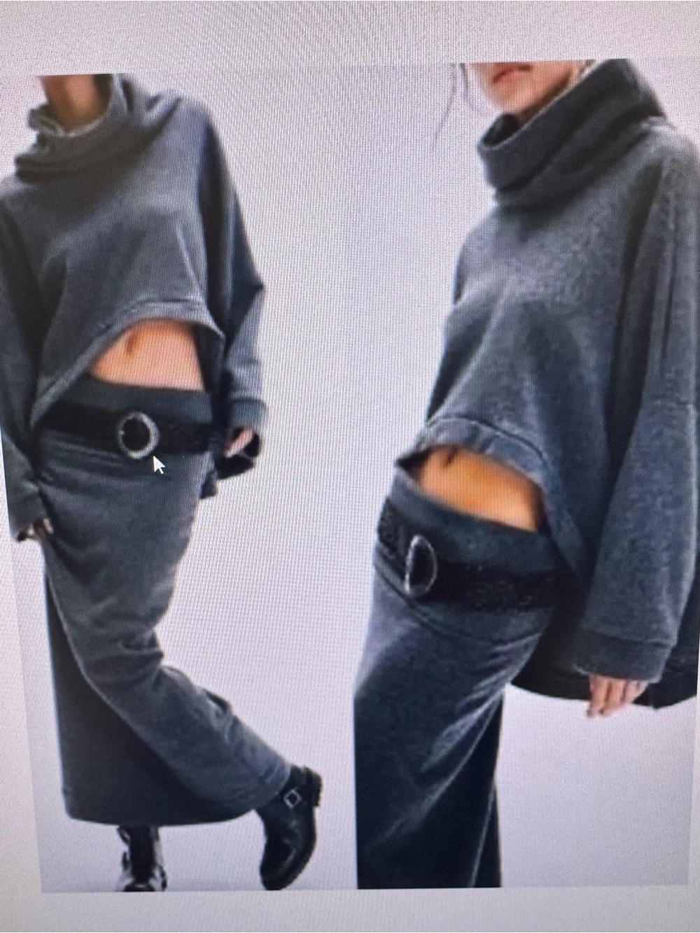 Free People Charcoal Sweater and Skirt Ensemble